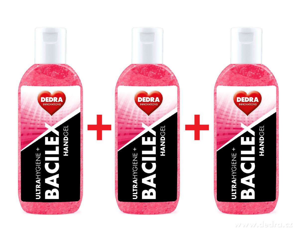 SADA 2+1 ZDARMA čisticí gel na ruce pro ženy, 70 % alkoholu, BACILEX® ultraHYGIENE+ | Koupelna a WC | Grand Móda