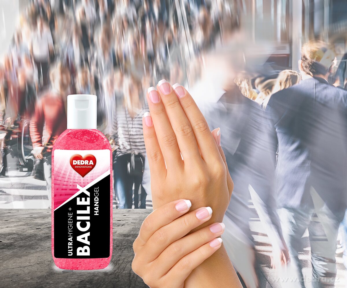 SADA 2+1 ZDARMA čisticí gel na ruce pro ženy, 70 % alkoholu, BACILEX® ultraHYGIENE+ – náhled 3 | Grand Móda