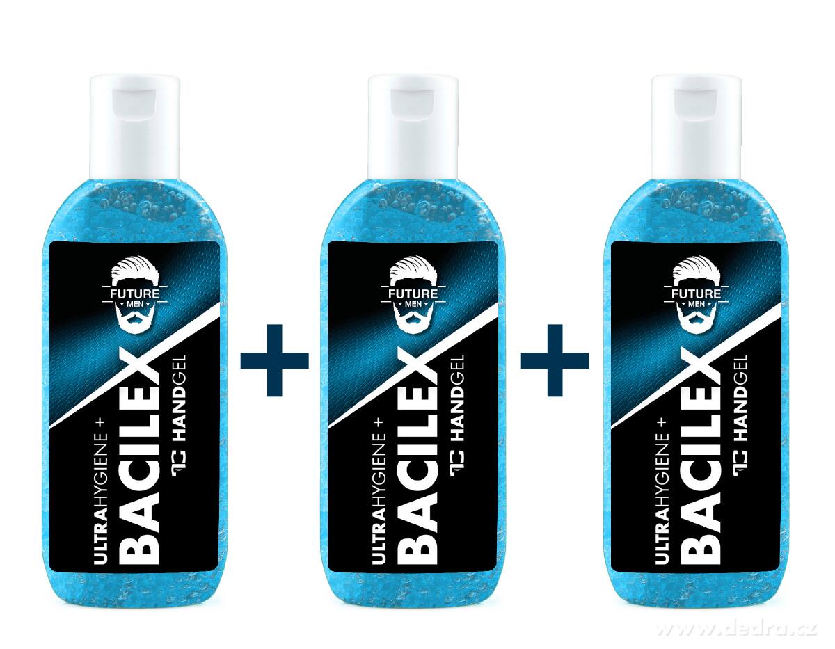 SADA 2+1 ZDARMA, čisticí gel na ruce pro muže, PLATINUM, 70 % alkoholu, BACILEX® ultraHYGIENE+ | Koupelna a WC | Grand Móda