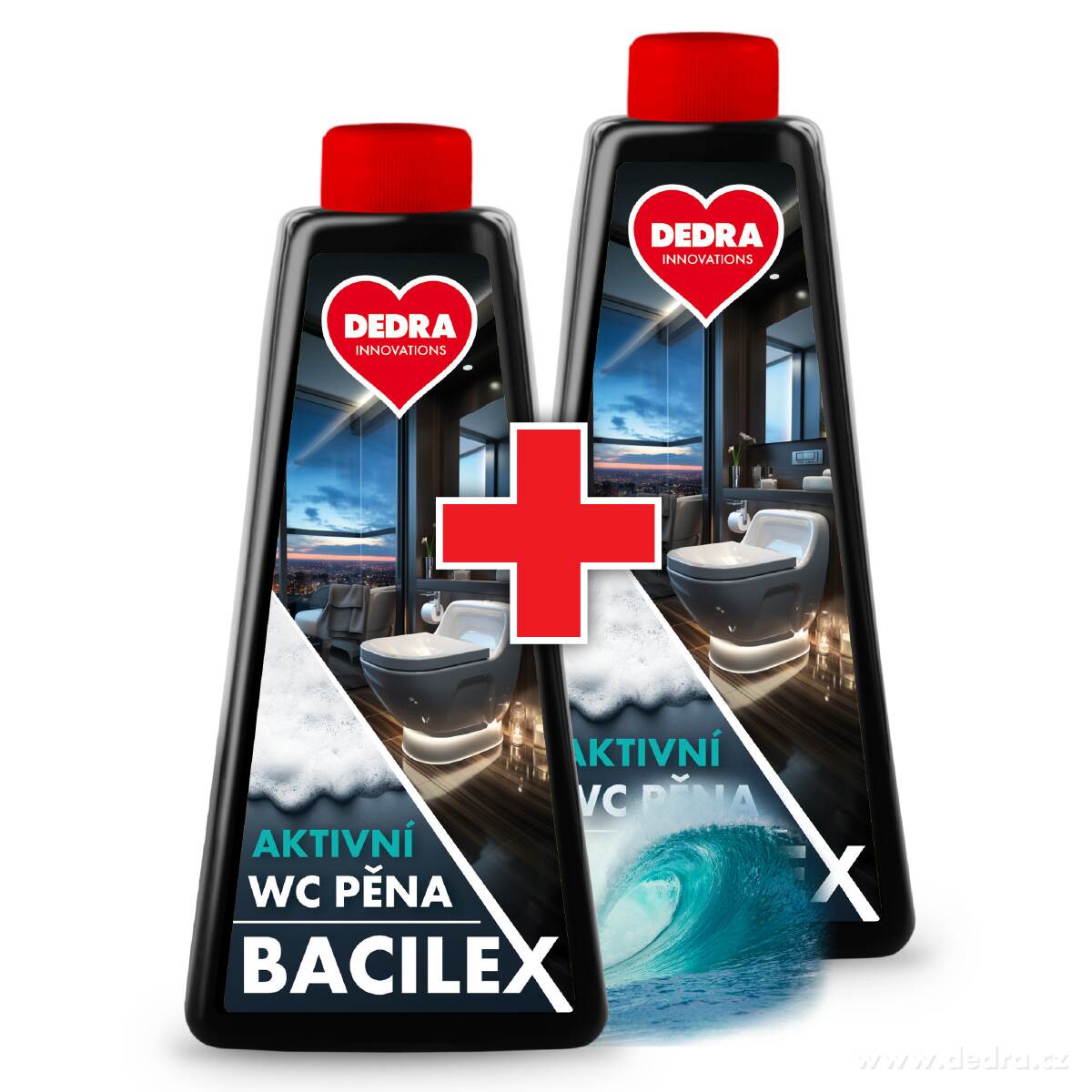 SADA 1+1, WC pěna na mísu, sedátko & okolí toalety, BACILEX®, 2 x 500 ml