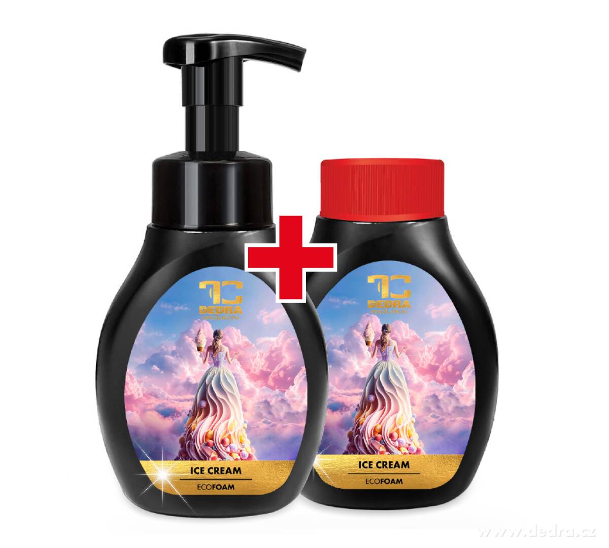 ICE CREAM, šetrné pěnové mýdlo na ruce & tělo, 2×300 ml, výhodná sada 2 ks