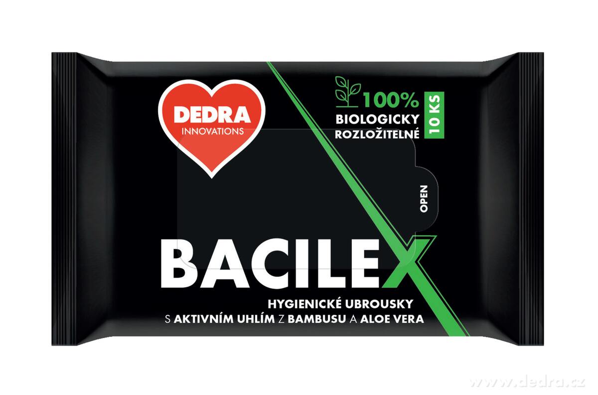 Hygienick├ę vlh─Źen├ę ubrousky s bambusov├Żm uhl├şm & Aloe Vera | BACILEX┬« - hlavn├ş obr├ízek | Vychyt├ívky na cesty | Grand M├│da