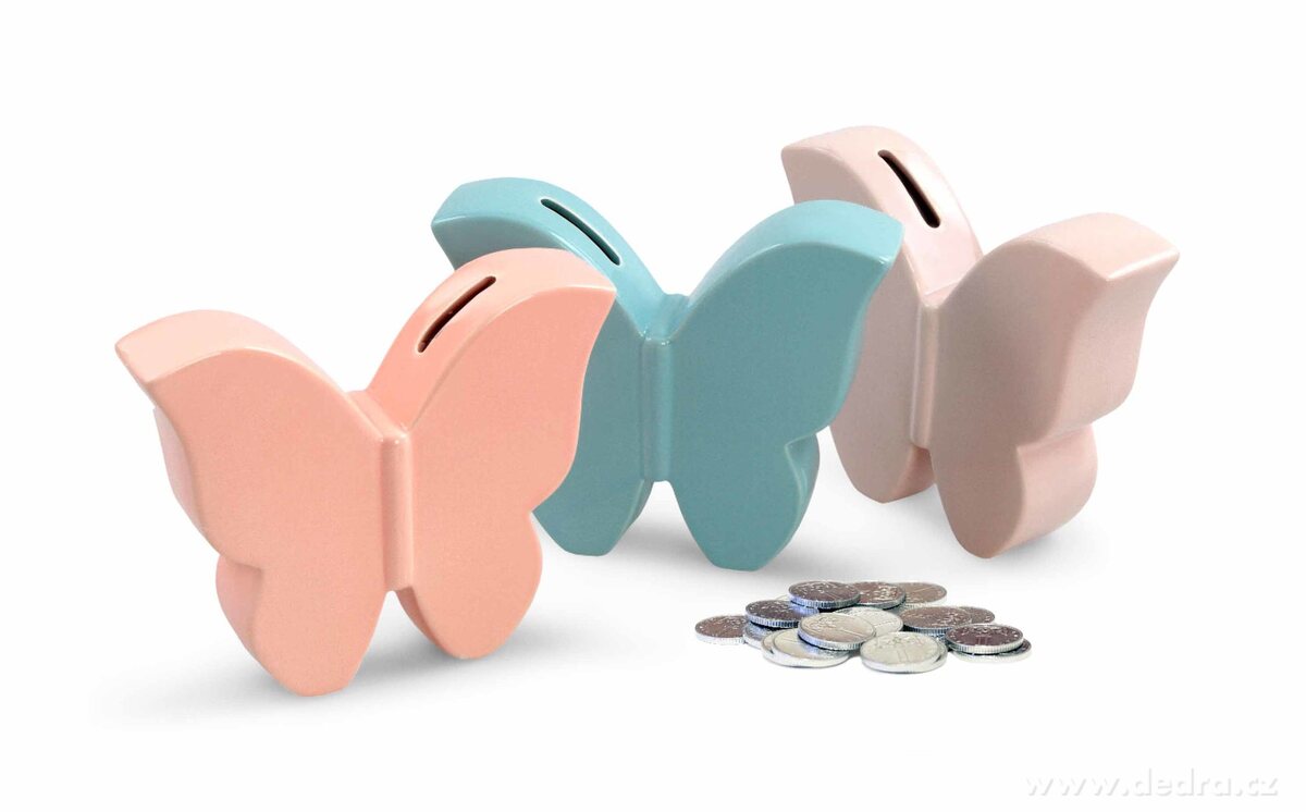 BUTTERFLY kasička, keramic.pokladnička – náhled 3 | Grand Móda