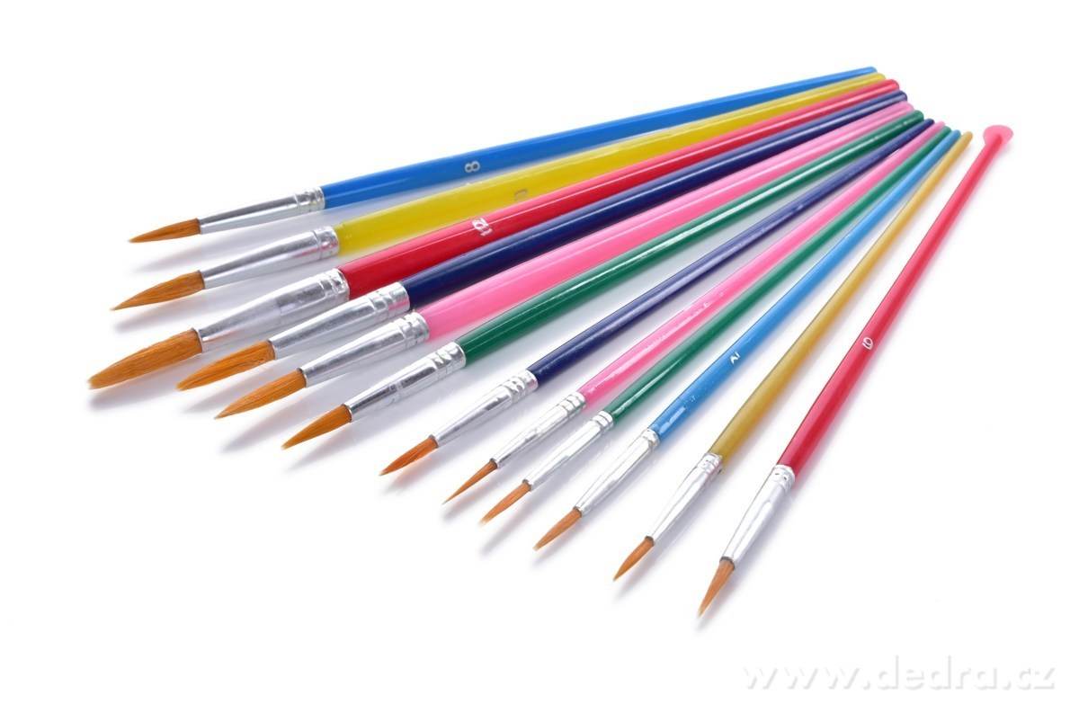 ART, 12 ks sada KULATÝCH štětců na malování, různé velikosti, pro vodové, temperové i akrylové barvy | Školní potřeby ÔťĆ´ŞĆ | Grand Móda