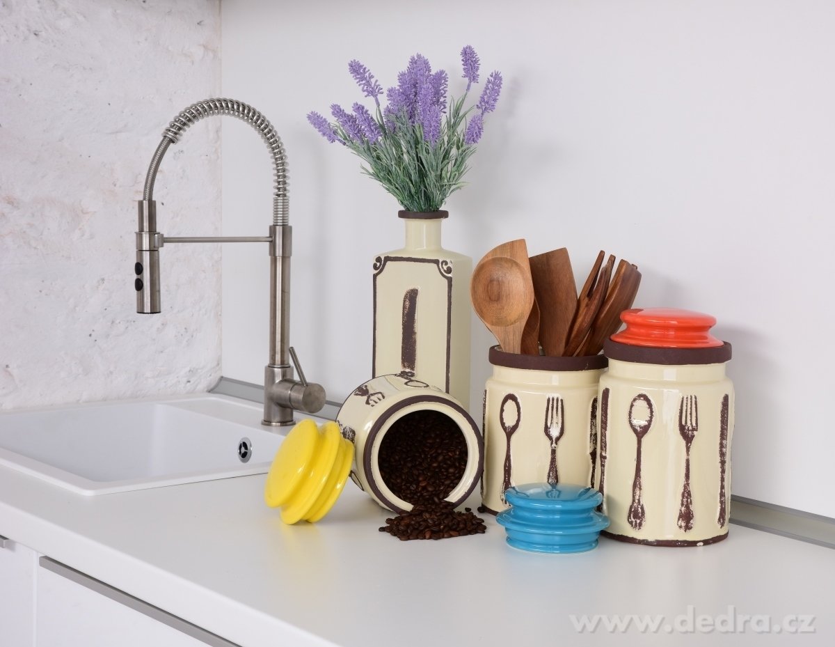 POSLEDNÍ KUS! Keramická dóza s víkem, tyrkysové víko – náhled 3 | Grand Móda