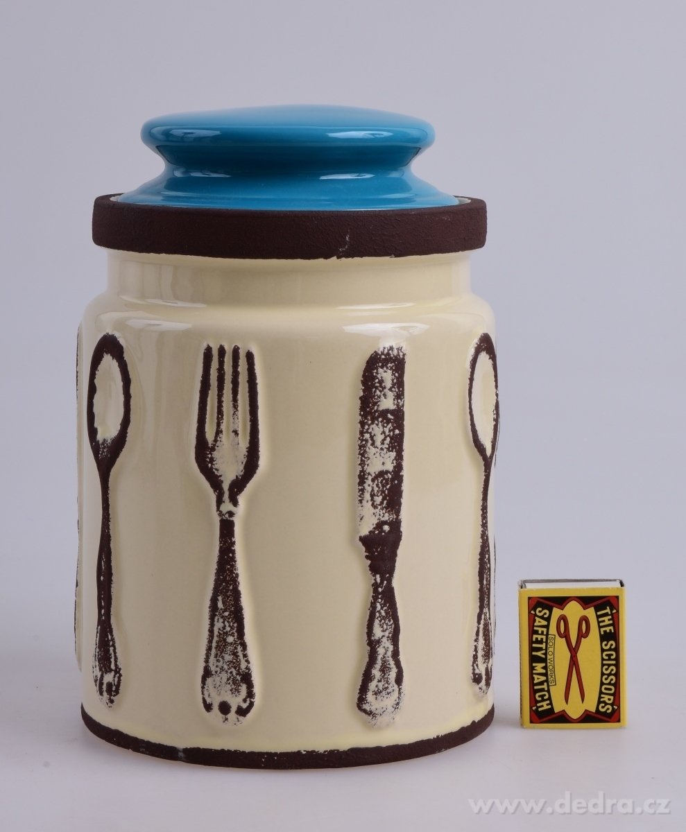 POSLEDNÍ KUS! Keramická dóza s víkem, tyrkysové víko – náhled 5 | Grand Móda