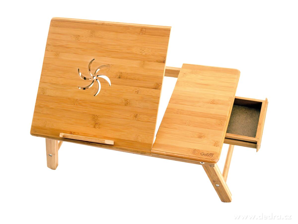GoEco®, Bambusový stolek pod notebook se sklopnou deskou a větracími otvory, 55 cm – náhled 4 | Grand Móda