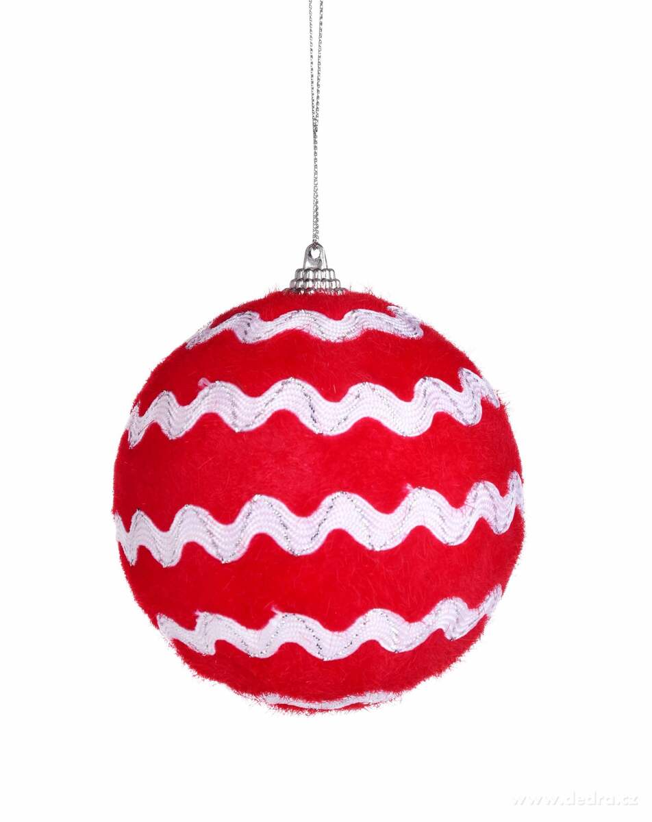 1 ks červená koule, s textilní stuhou | Dekorace | Grand Móda
