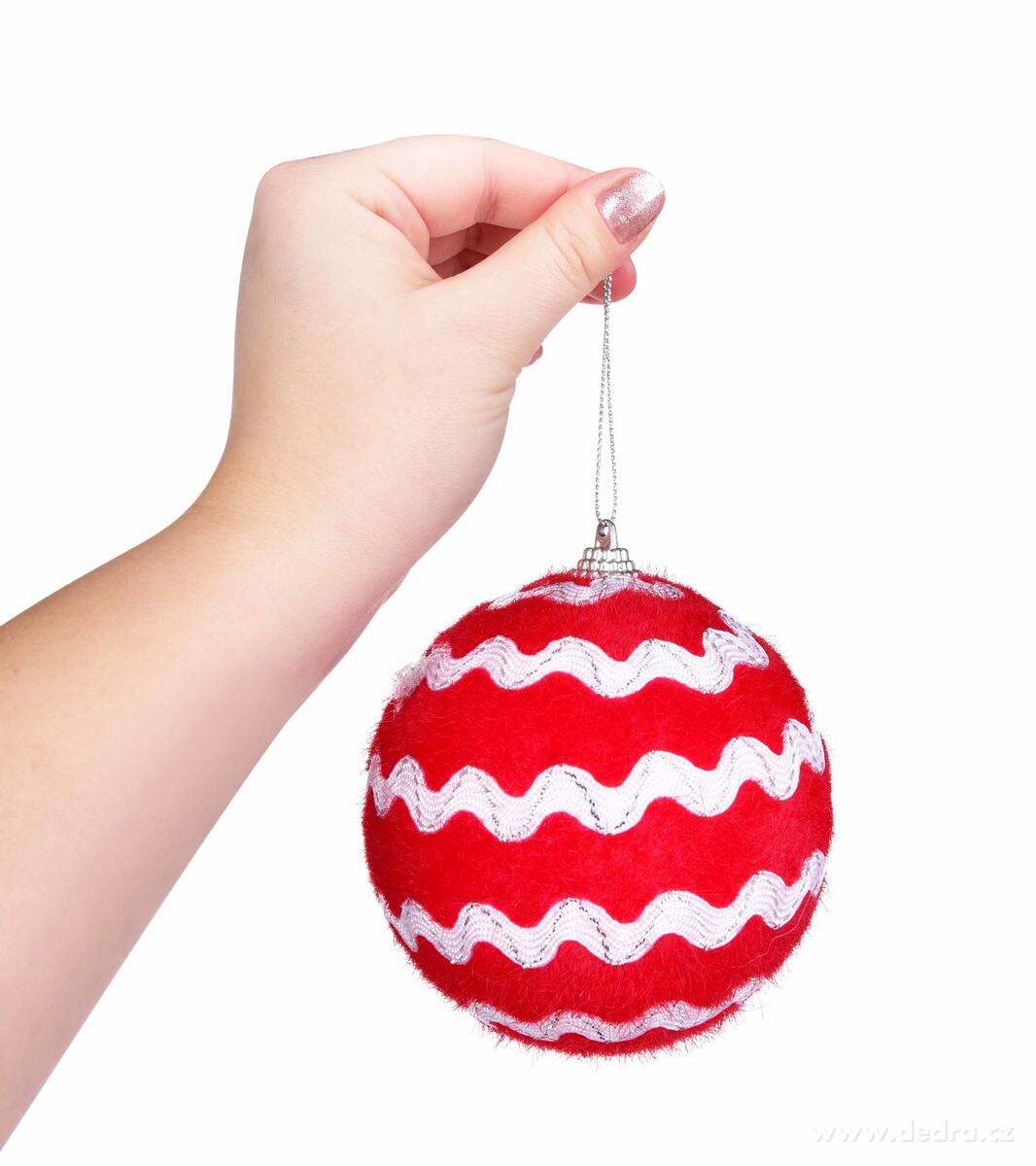 1 ks červená koule, s textilní stuhou – náhled 4 | Grand Móda
