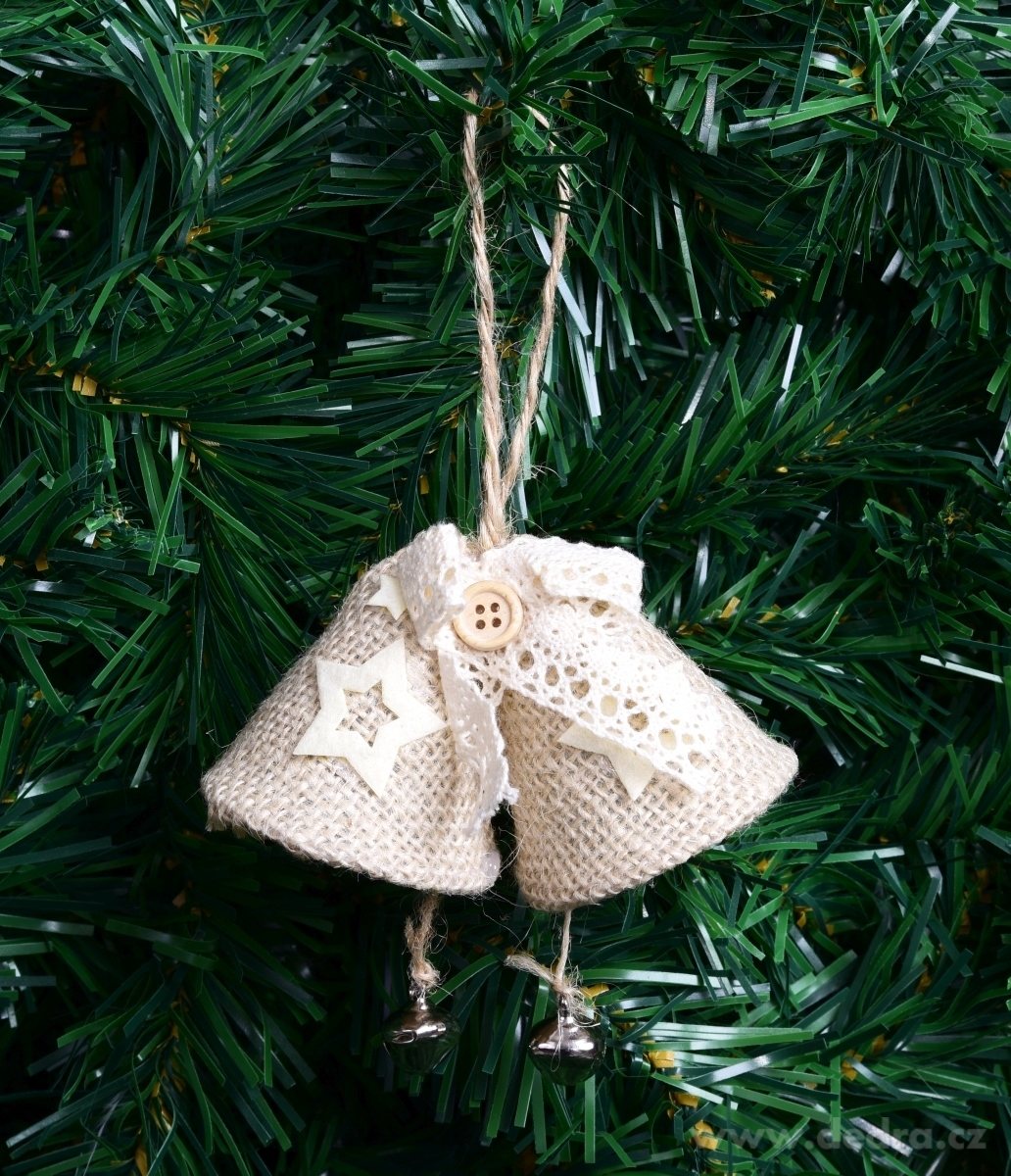 10 cm DUO zvonečků z juty s kovovými rolničkami | Dekorace | Grand Móda