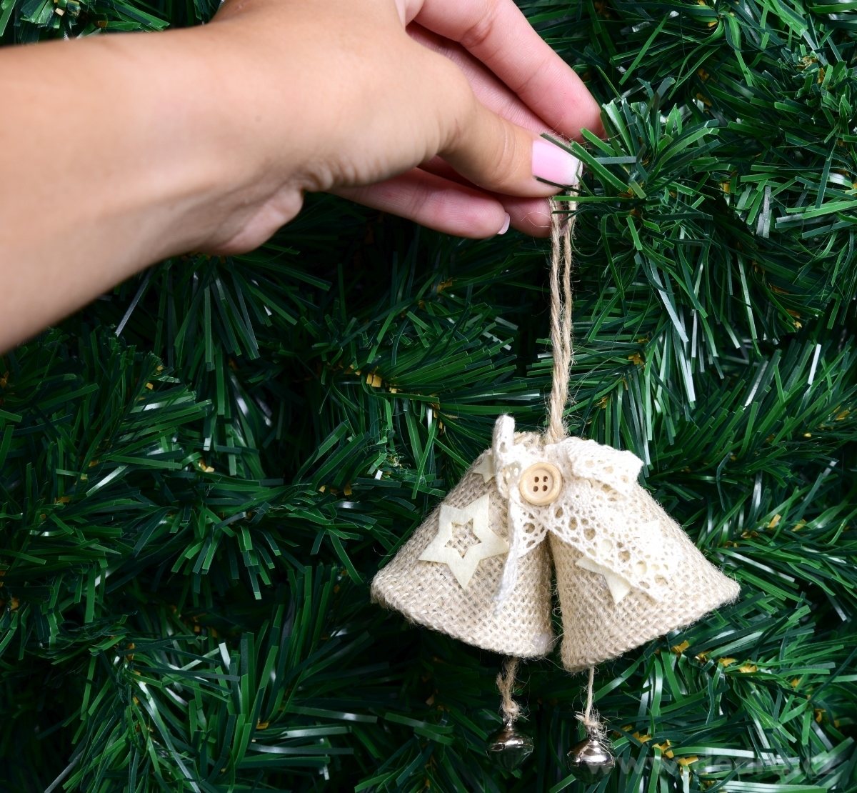 10 cm DUO zvonečků z juty s kovovými rolničkami – náhled 2 | Grand Móda