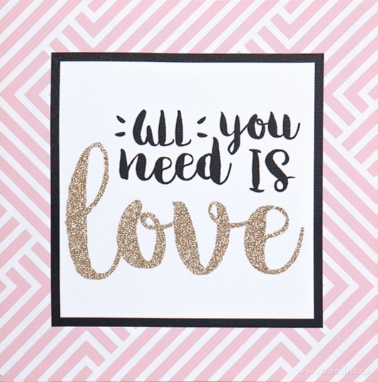 ALL YOU NEED IS LOVE, nástěnný obraz s glitter efektem, 28 x 28 cm | Nástďnné obrazy | Grand Móda