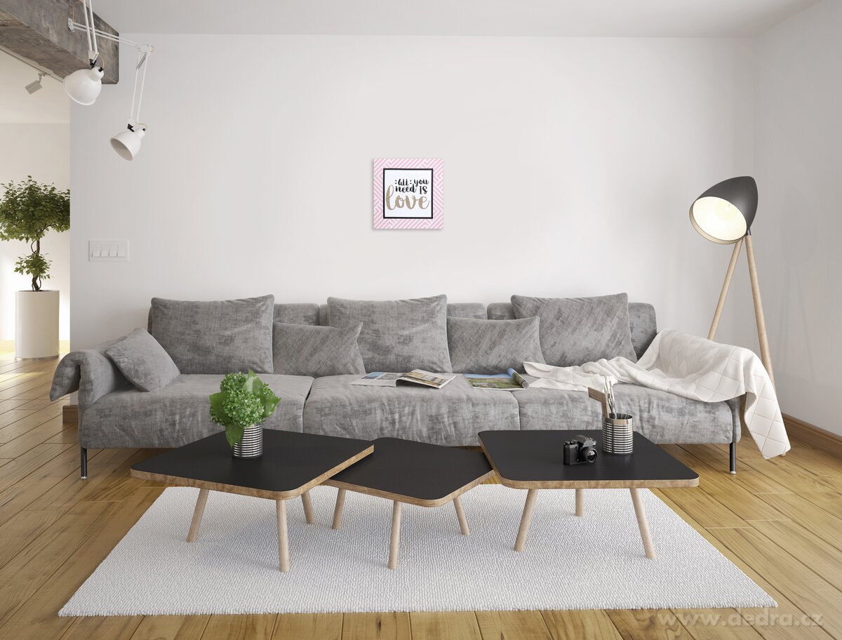 ALL YOU NEED IS LOVE, nástěnný obraz s glitter efektem, 28 x 28 cm – náhled 2 | Grand Móda