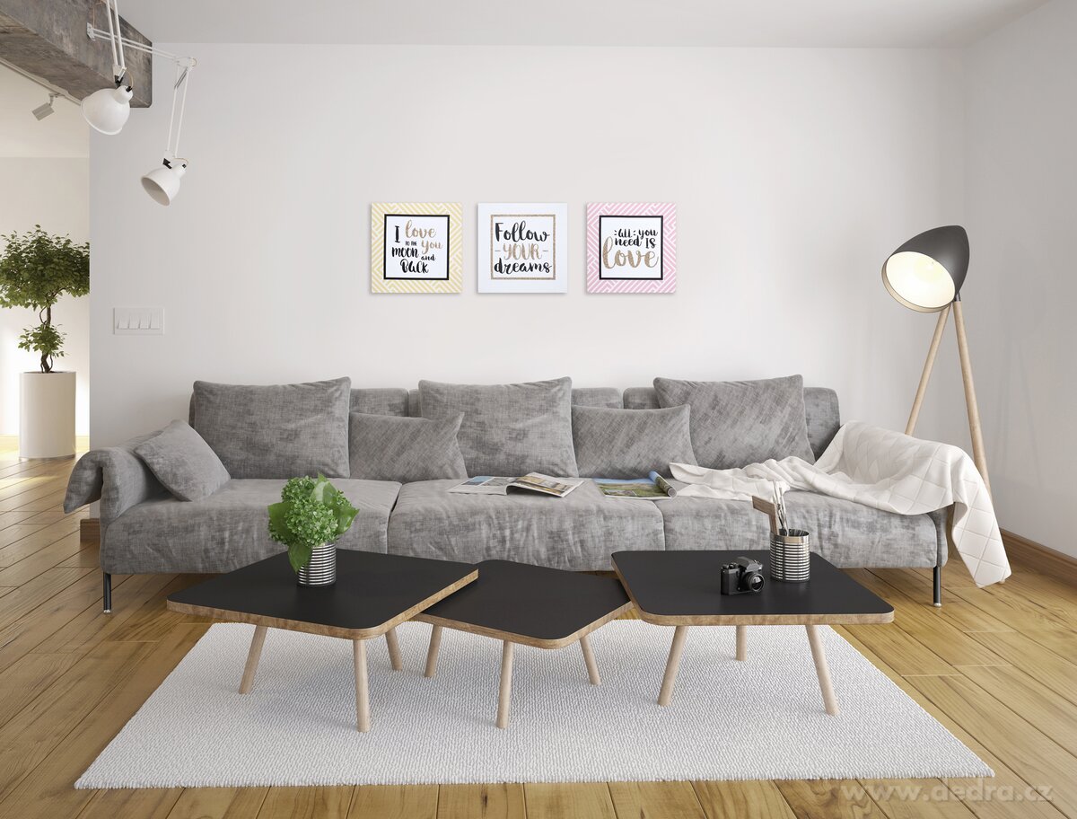 ALL YOU NEED IS LOVE, nástěnný obraz s glitter efektem, 28 x 28 cm – náhled 3 | Grand Móda