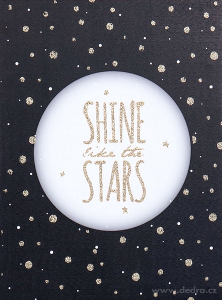 SHINE LIKE THE STARS, nástěnný obraz s glitter efektem, 30 x 40 cm, černý