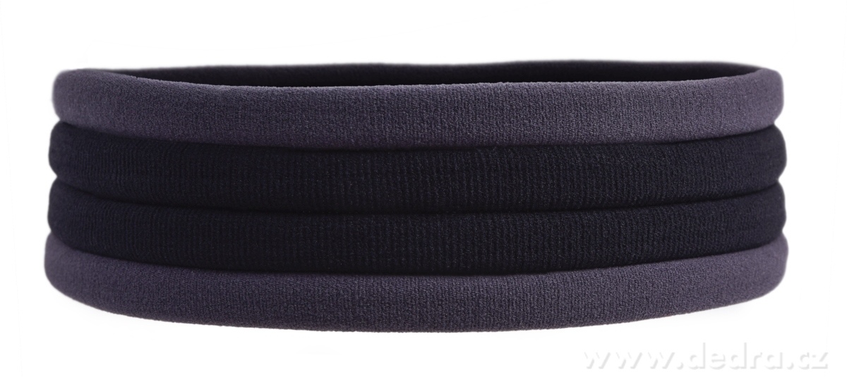 HAIRÉLLE, sada 4 ks elastických čelenek & gumiček do vlasů, šedo-černý mix