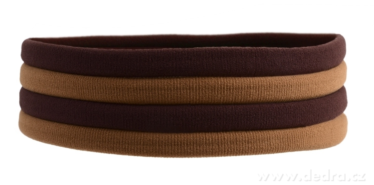 HAIRÉLLE, sada 4 ks elastických čelenek & gumiček do vlasů, hnědý mix