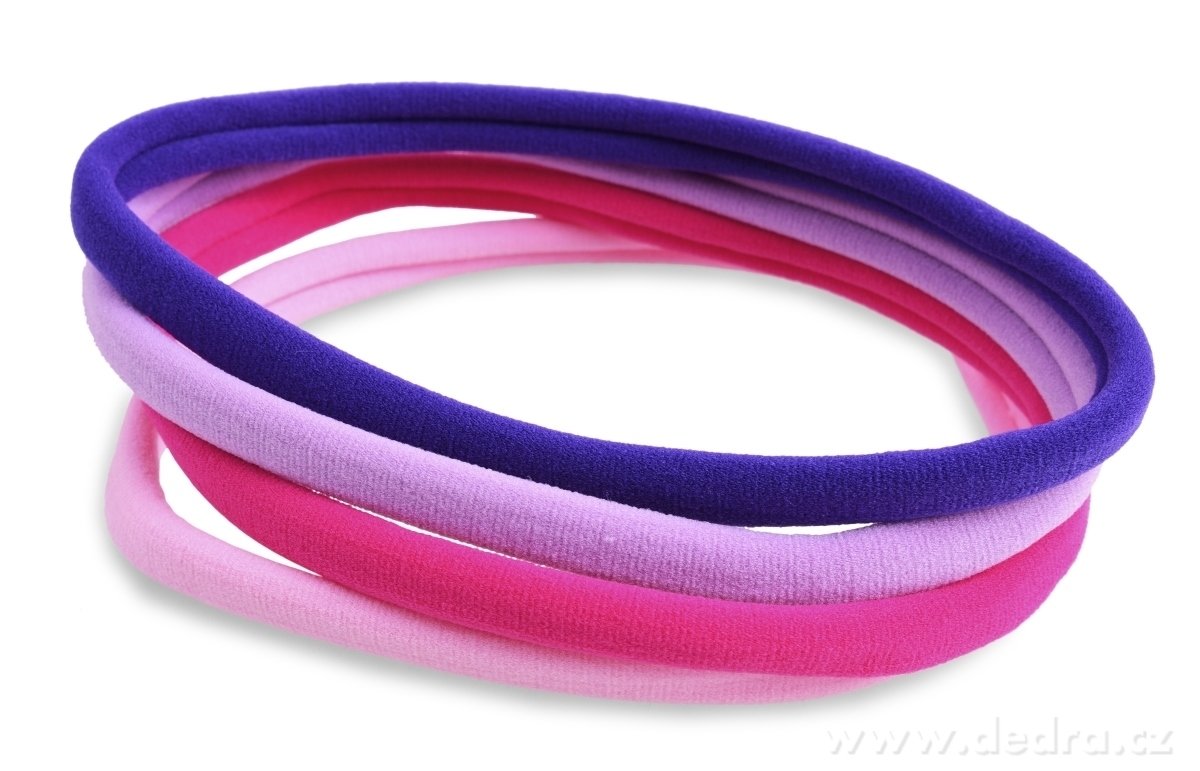 HAIRÉLLE, sada 4 ks elastických čelenek & gumiček do vlasů, růžovo-fialový mix – náhled 2 | Grand Móda