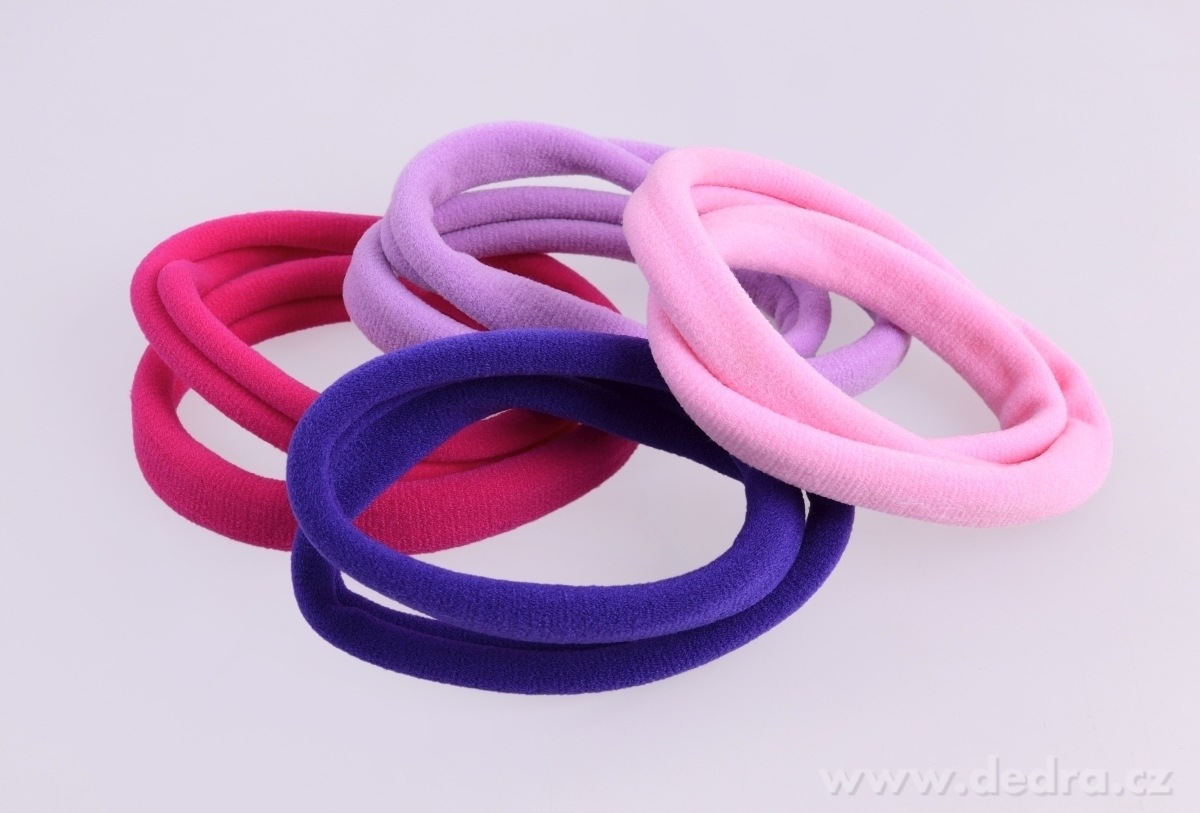 HAIRÉLLE, sada 4 ks elastických čelenek & gumiček do vlasů, růžovo-fialový mix – náhled 6 | Grand Móda