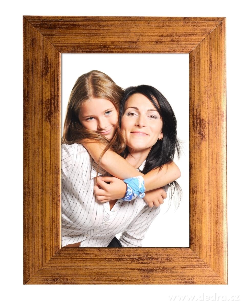 Dřevěný fotorámeček, zlatý s patinou – náhled 2 | Grand Móda