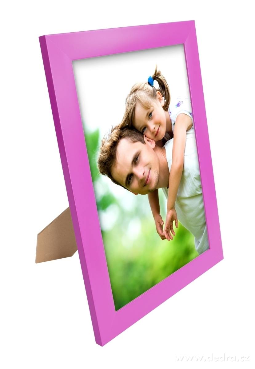 Dřevěný fotorámeček, fuchsiový – náhled 2 | Grand Móda