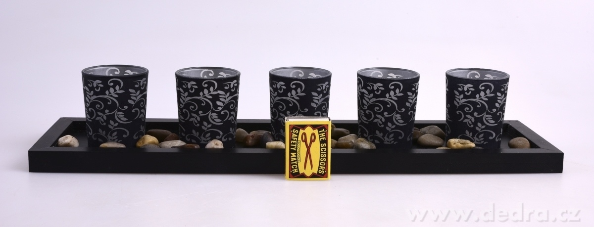 5 ks skleněných svícnů, černé s ornamenty – náhled 5 | Grand Móda