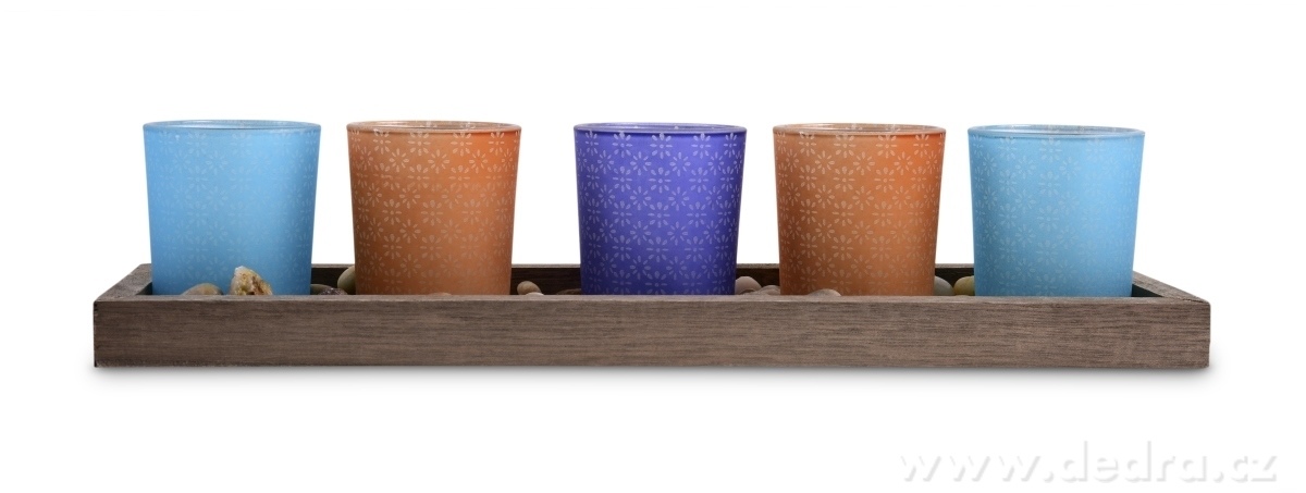 5 ks skleněných svícnů s kameny na podstavci – náhled 2 | Grand Móda