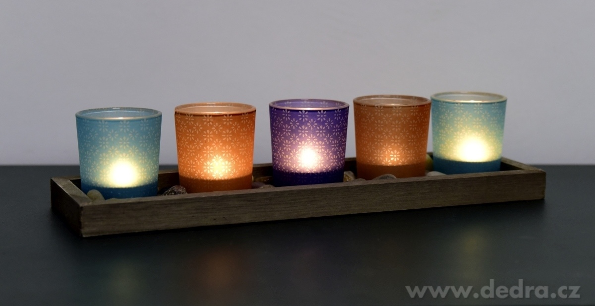 5 ks skleněných svícnů s kameny na podstavci – náhled 3 | Grand Móda