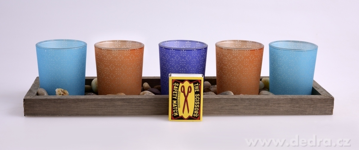 5 ks skleněných svícnů s kameny na podstavci – náhled 4 | Grand Móda