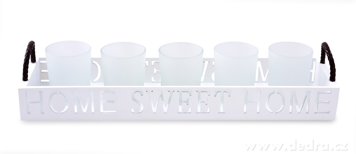 5 ks skleněný svícen na dřeveném podstavci – náhled 2 | Grand Móda