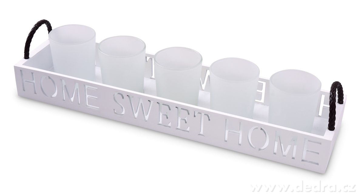 5 ks skleněný svícen na dřeveném podstavci – náhled 3 | Grand Móda