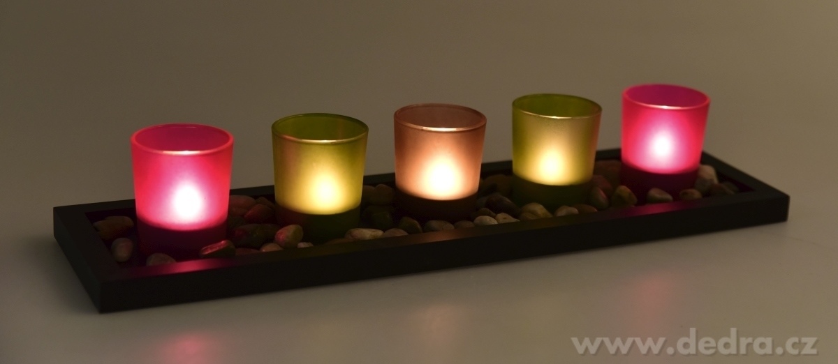 5 ks skleněný svícen na dřeveném podstavci – náhled 4 | Grand Móda