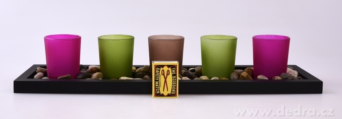 5 ks skleněný svícen na dřeveném podstavci – náhled 5 | Grand Móda