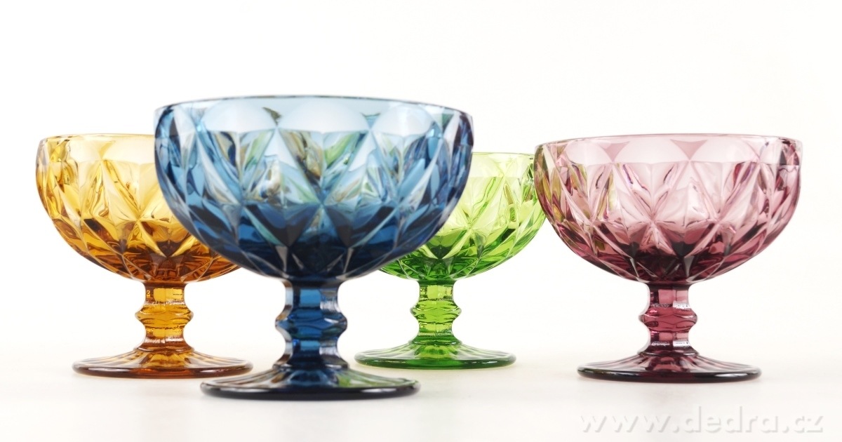 4 ks sada širokých pohárů, v pestrých barvách – náhled 2 | Grand Móda