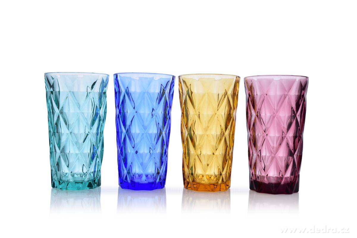 4 ks sada vysokých sklenic, 380 ml barevné – náhled 2 | Grand Móda