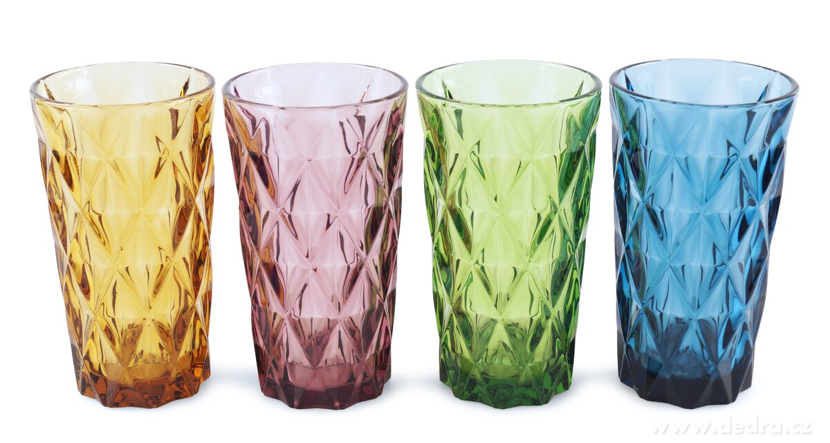 4 ks sada vysokých sklenic, 380 ml barevné | Sklenice, poháry a shakery | Grand Móda