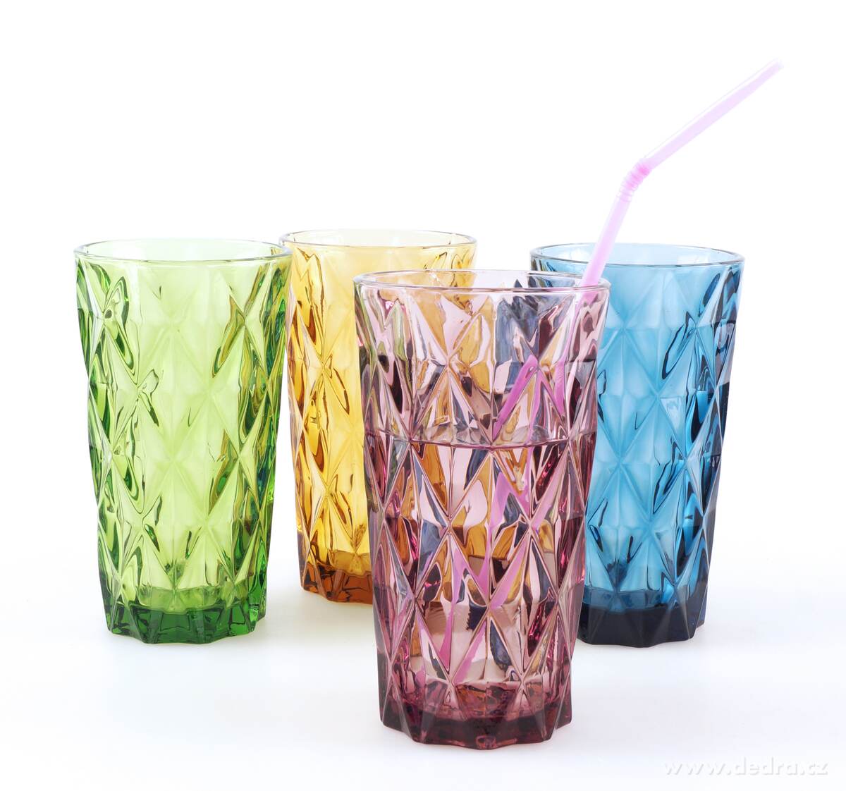 4 ks sada vysokých sklenic, 380 ml barevné – náhled 3 | Grand Móda