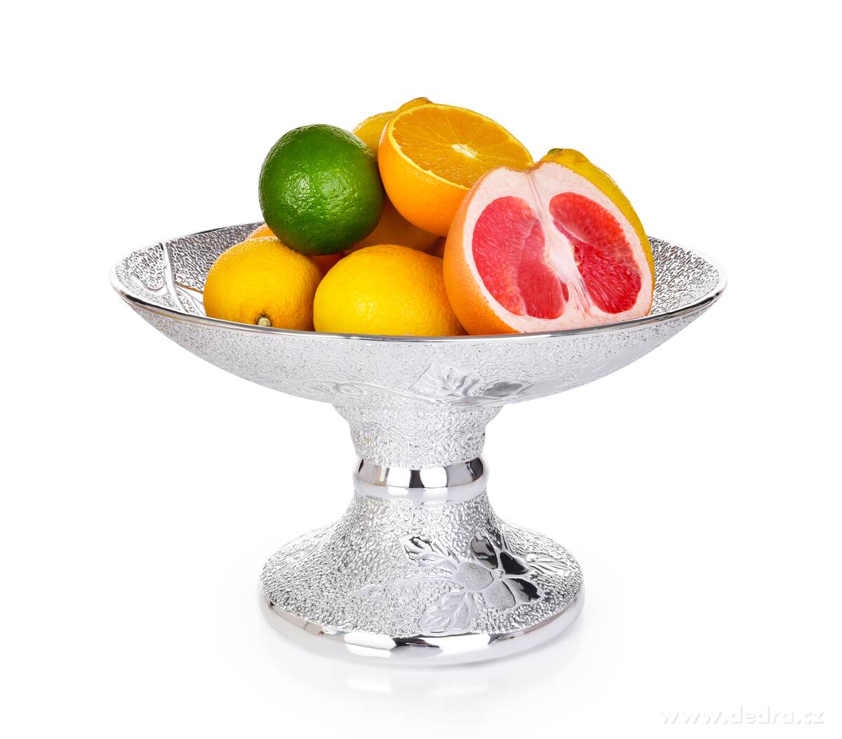 Dekorativní keramická mísa na noze s ozdobnou stříbrnou glazurou – náhled 2 | Grand Móda