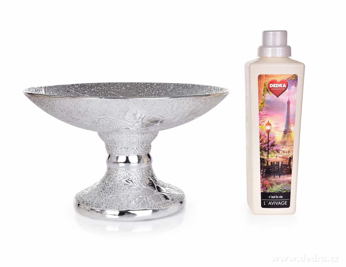 Dekorativní keramická mísa na noze s ozdobnou stříbrnou glazurou – náhled 5 | Grand Móda