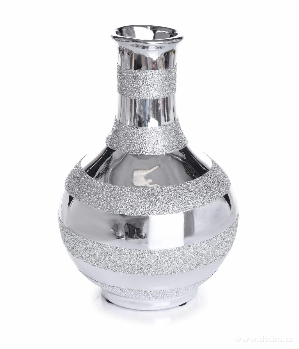 Dekorativní keramická váza s ozdobnou stříbrnou glazurou | Ateliérové kvďtiny a spol. | Grand Móda