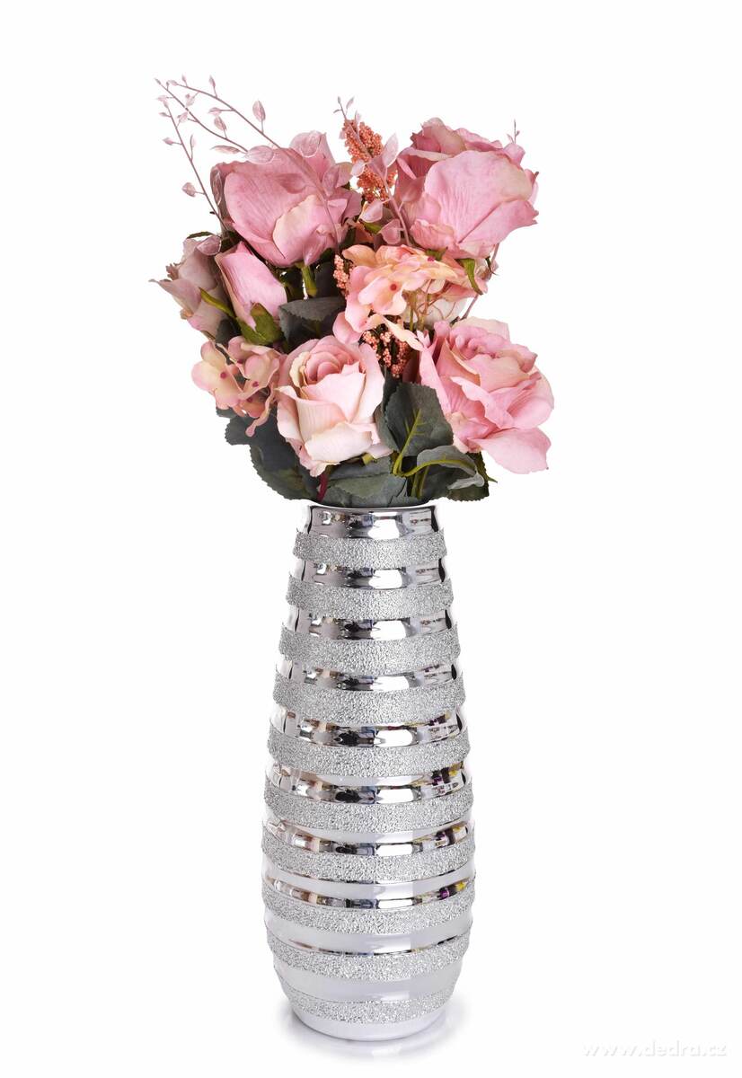 Dekorativní keramická váza s ozdobnou stříbrnou glazurou – náhled 2 | Grand Móda