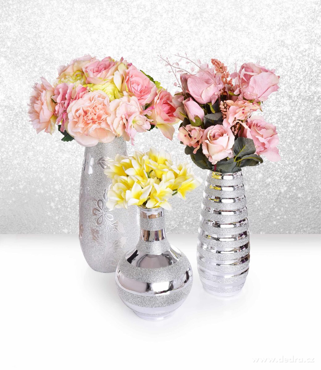 Dekorativní keramická váza s ozdobnou stříbrnou glazurou – náhled 3 | Grand Móda