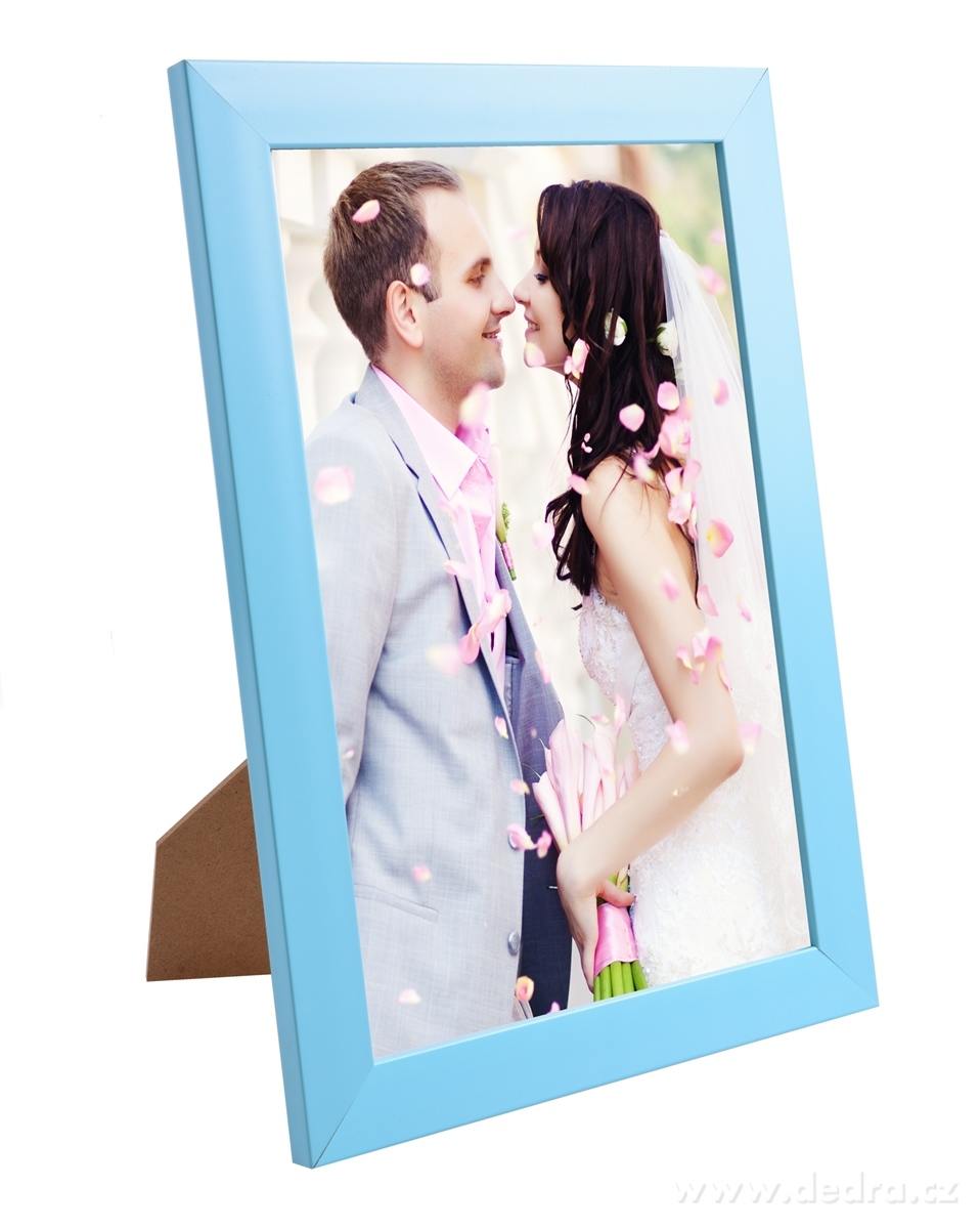 Dřevěný fotorámeček, světle modrý