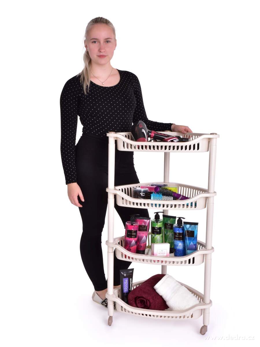 Rohový pojízdný regál, 4 patrový – náhled 3 | Grand Móda