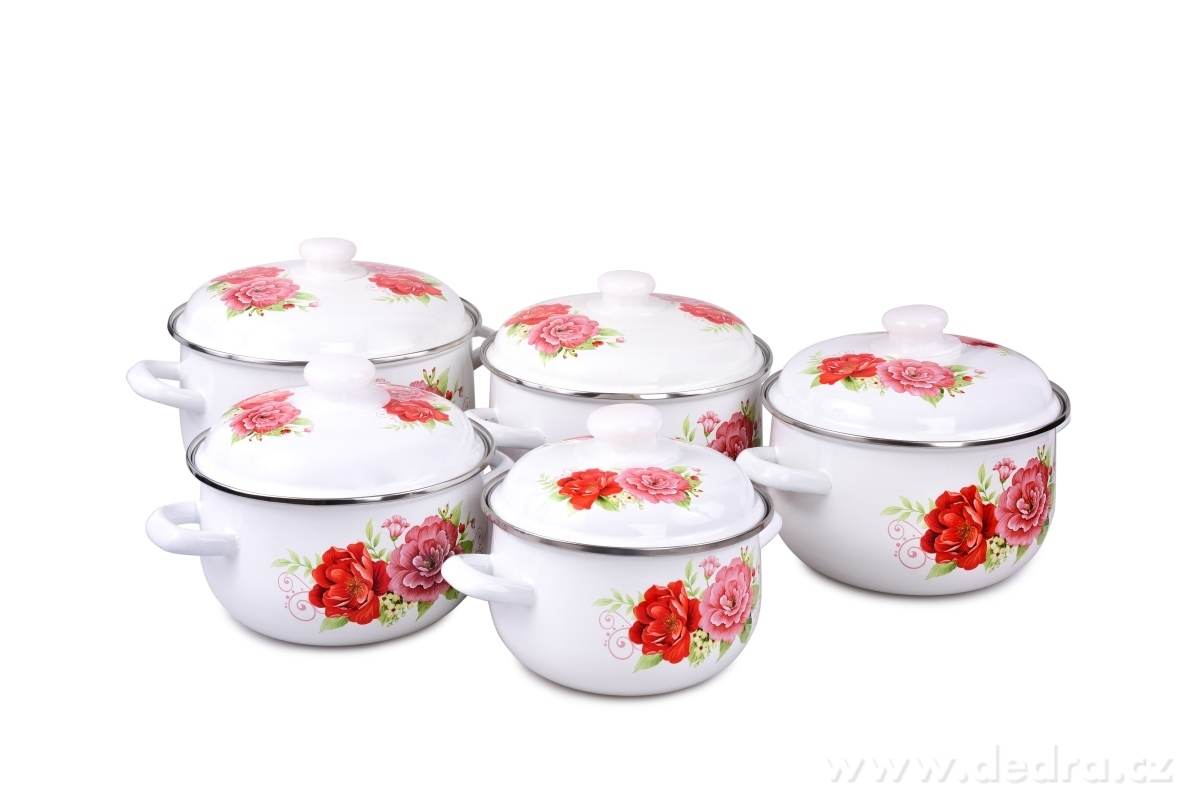 10 dílná sada růžově, smaltovaných hrnců – náhled 2 | Grand Móda