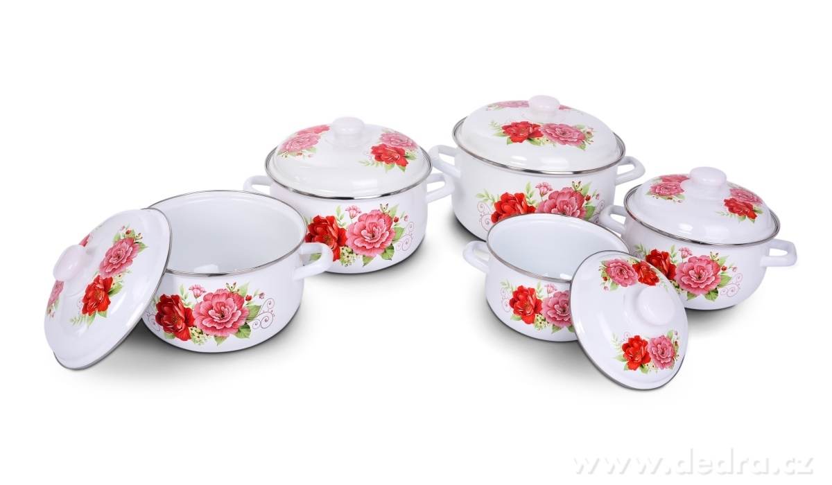 10 dílná sada růžově, smaltovaných hrnců – náhled 3 | Grand Móda