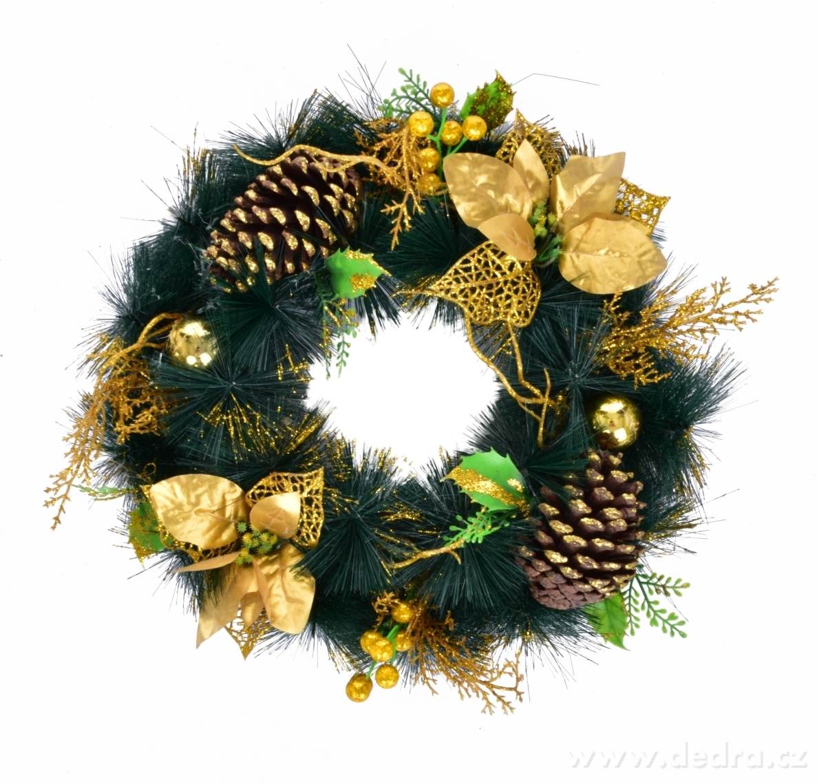 XL velký dekorativní věnec 38 cm, zlaté tóny