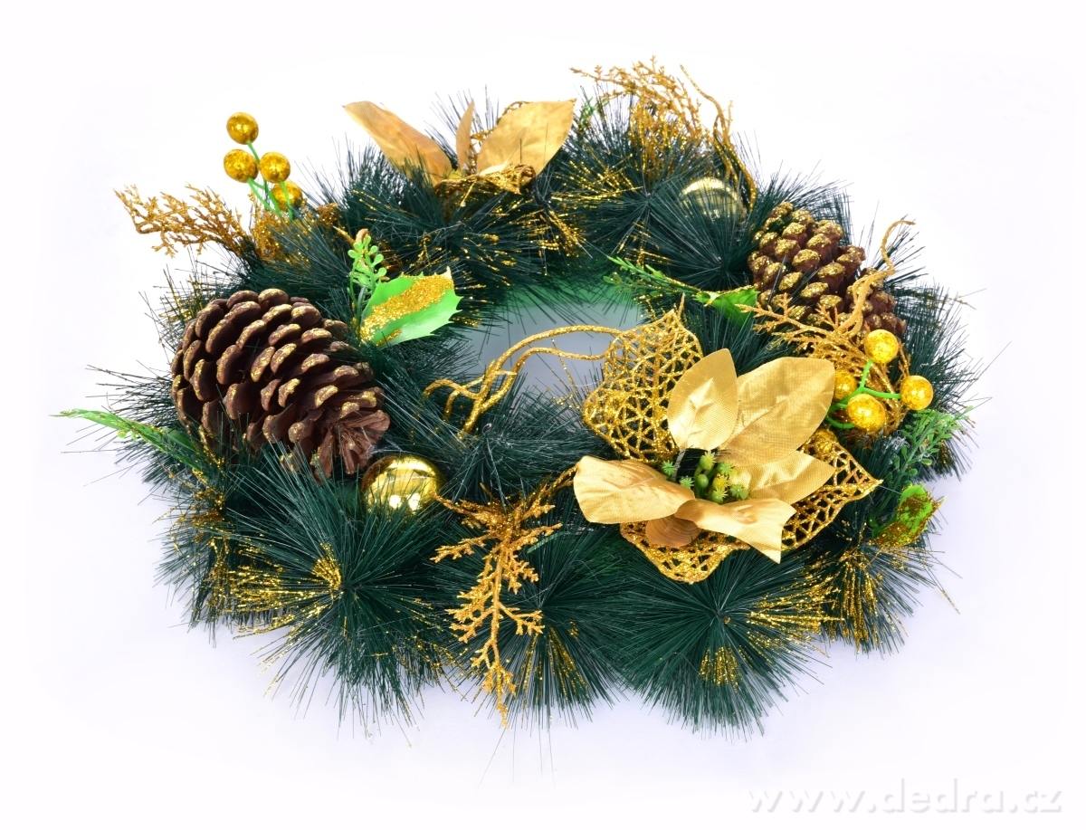 XL velký dekorativní věnec 38 cm, zlaté tóny – náhled 2 | Grand Móda