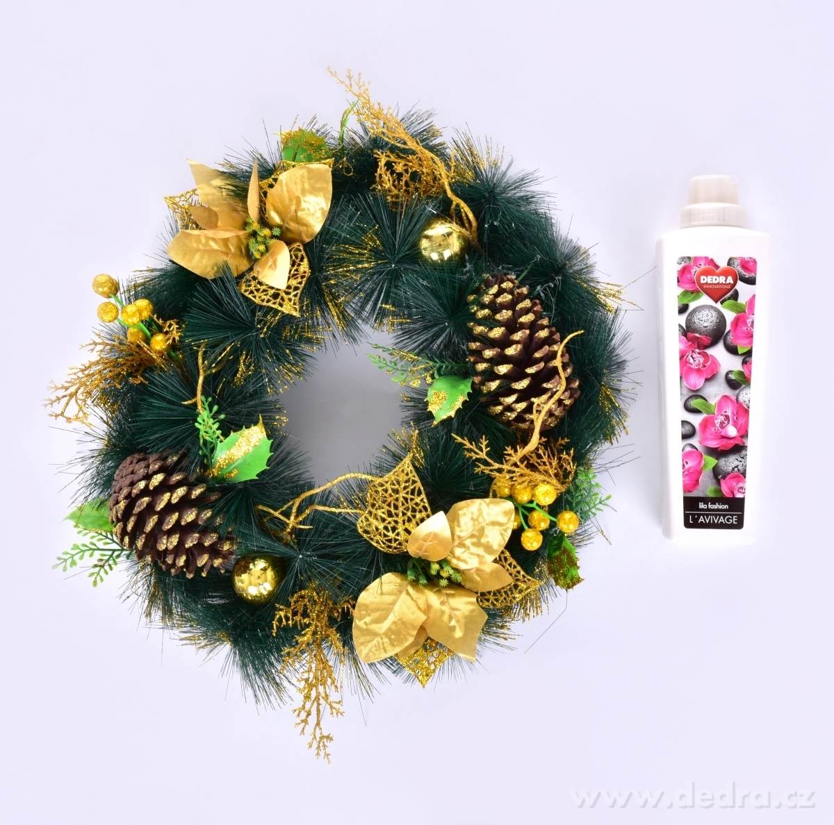 XL velký dekorativní věnec 38 cm, zlaté tóny – náhled 4 | Grand Móda