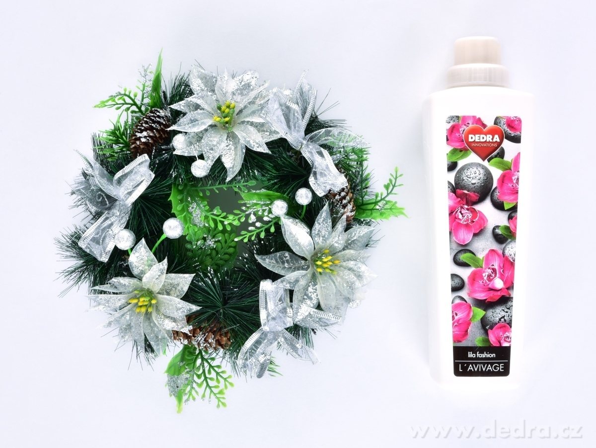 Dekorativní věnec, bílé květy a šišky 20 cm – náhled 4 | Grand Móda